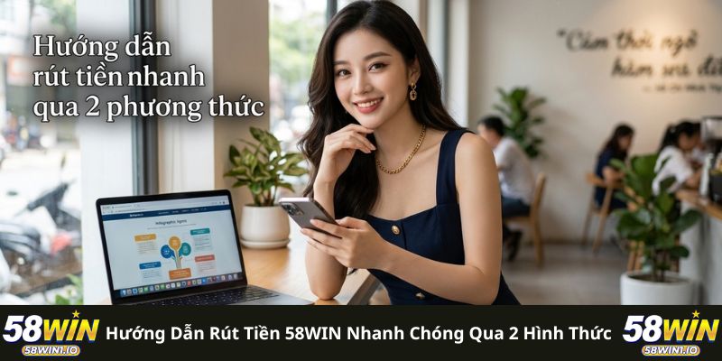 Rút Tiền 58WIN - Hướng Dẫn Cách Làm Nhanh Chóng, Dễ Dàng 1 Hướng dẫn rút tiền 58WIN nhanh chóng qua 2 hình thức