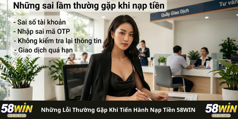 Nạp Tiền 58WIN Siêu Tốc - 4 Bước Đơn Giản Để Chơi Ngay 2 Những lỗi thường gặp khi tiến hành nạp tiền 58WIN