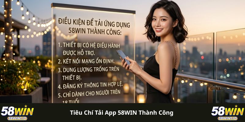 Tải App 58WIN - Giải Trí Trực Tuyến Đơn Giản, Dễ Dàng Nhất 2 Tiêu chí tải app 58WIN thành công