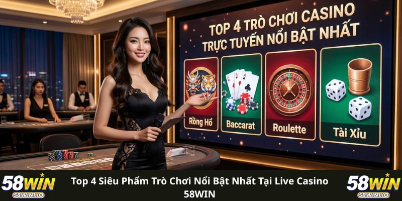 Top 4 siêu phẩm trò chơi nổi bật nhất tại live casino 58WIN