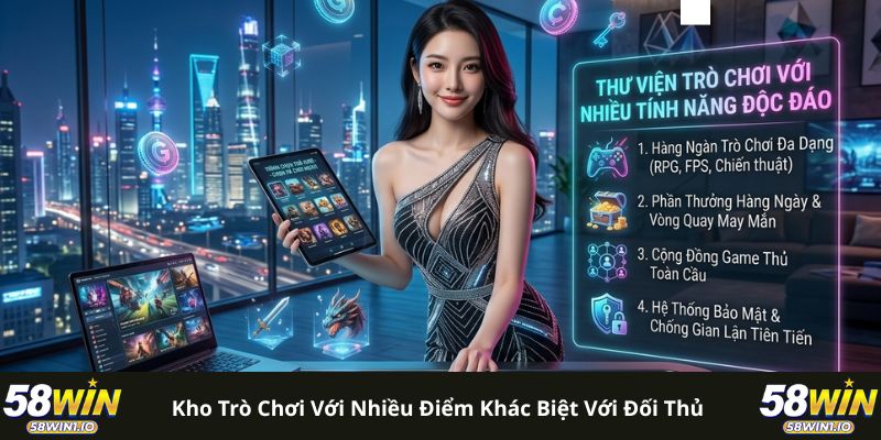Bắn Cá 58WIN - Loạt Phòng Chơi Hot Với 101+ Loài Đặc Biệt 3 Kho trò chơi với nhiều điểm khác biệt với đối thủ